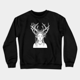 Woman with antler. Line Art. Crewneck Sweatshirt